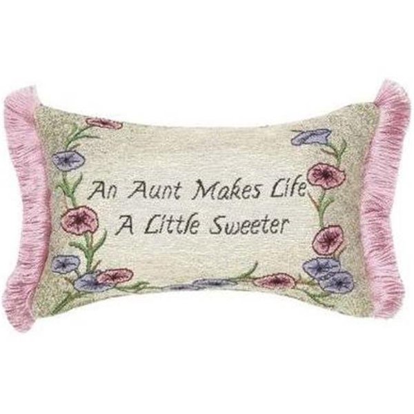 Manual Woodworkers & Weavers Manual Woodworkers & Weavers TWAMLE 12.5 x 8.5 in. Aunt Makes Life Word Lumbar Pillow with Fringe TWAMLE